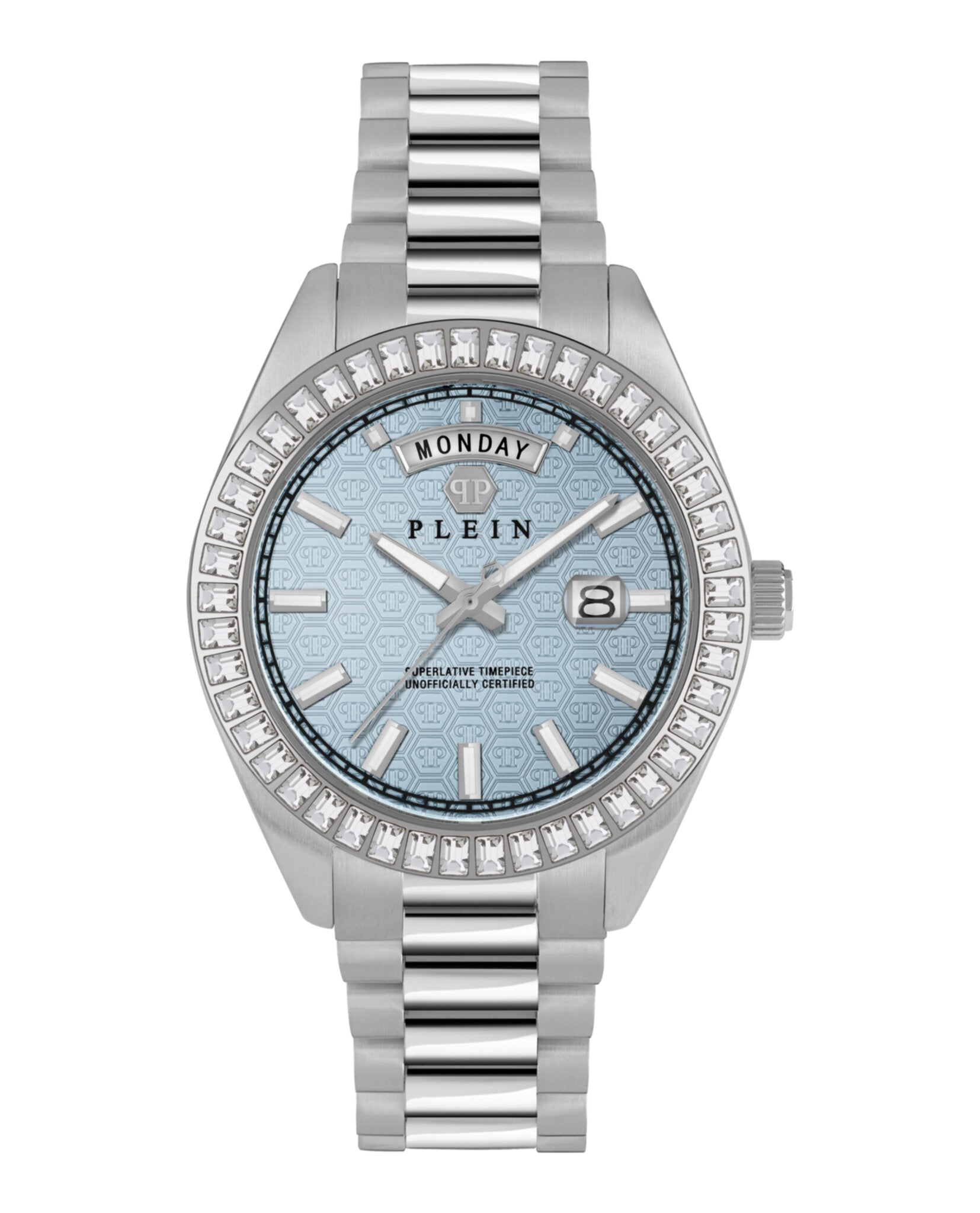 

Часы с превосходным кристаллом Date PHILIPP PLEIN, цвет silver/stainless steel/blue