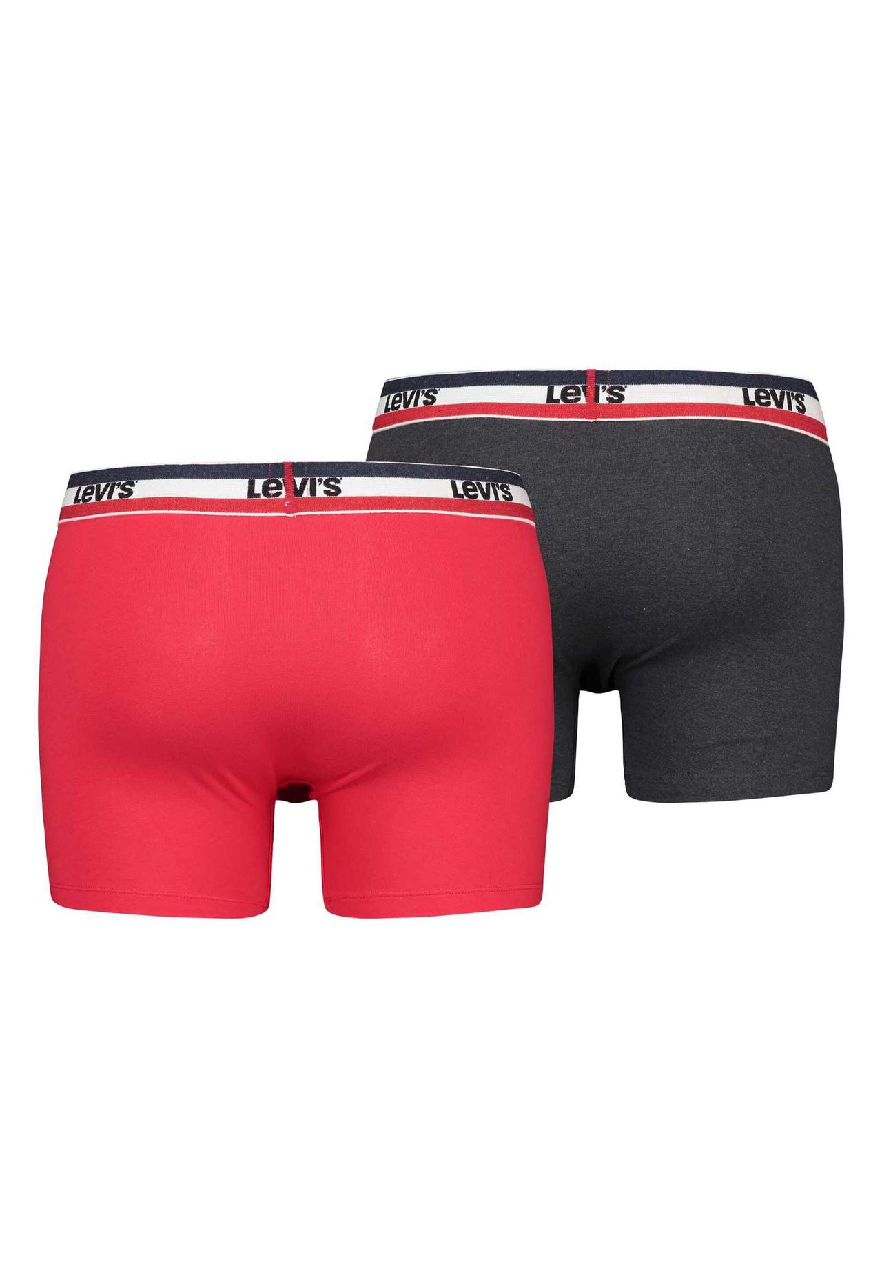 Мужские боксеры, 4 шт в упаковке - Sportswear Boxer Brief Organic, пояс с логотипом Levi's, цвет Rot/dunkelgrau — фото 2