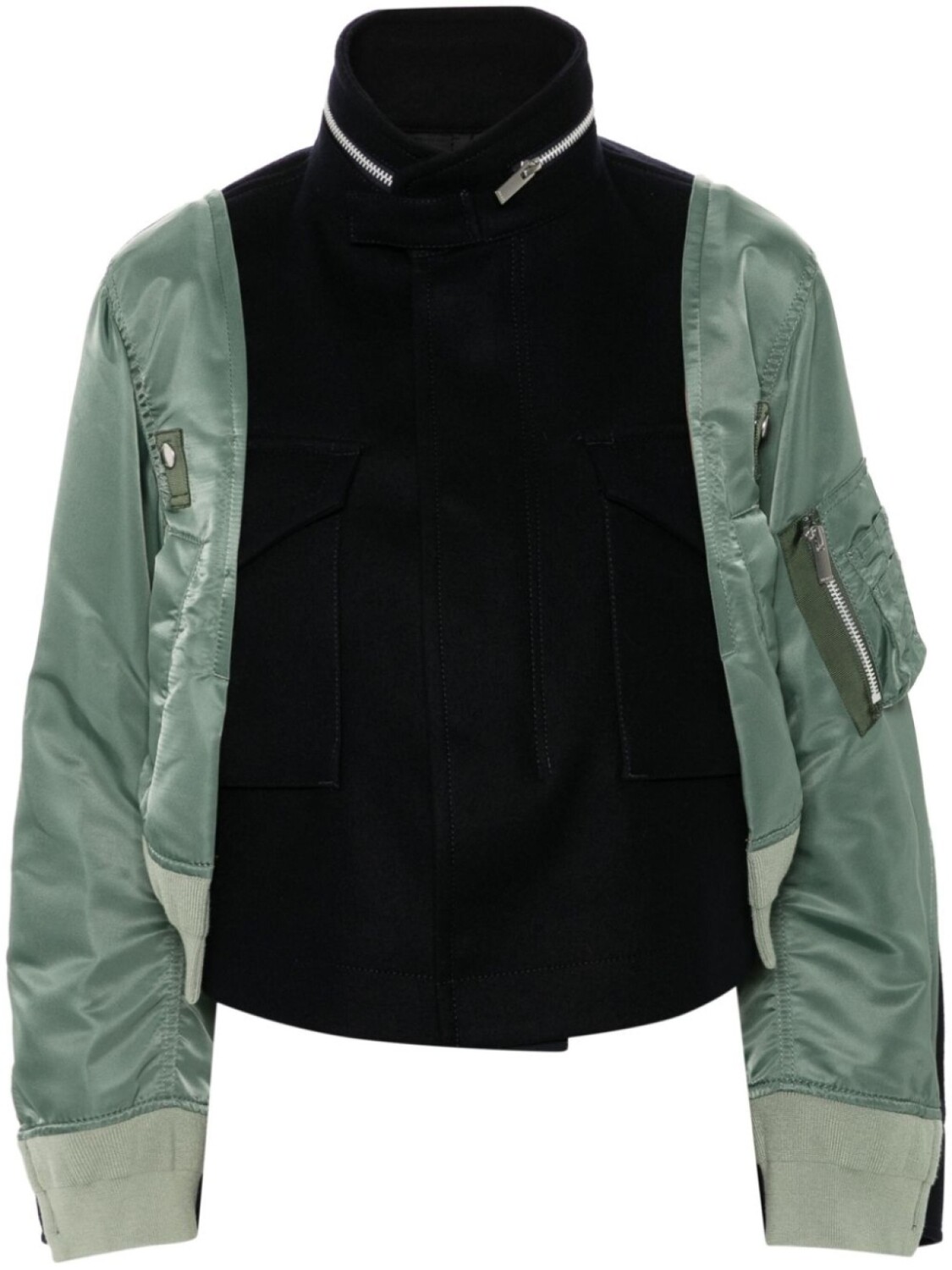 

Sacai укороченная куртка со вставками, синий