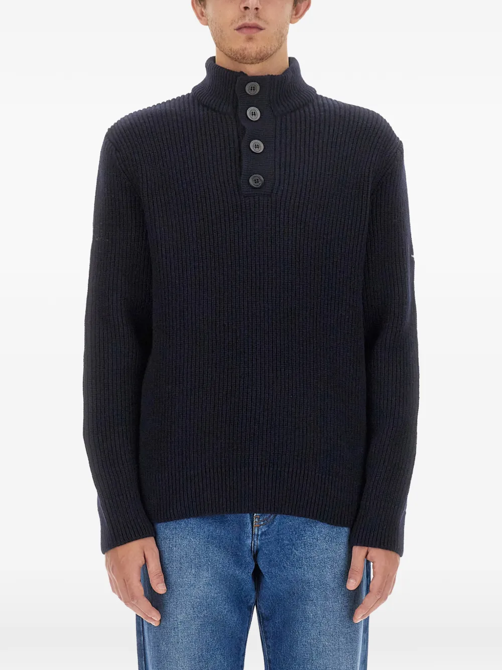 

Вязаный свитер на пуговицах Saint James, синий