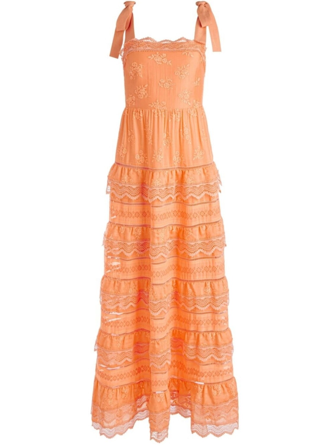

Alice + olivia ярусное платье макси Vega без рукавов, оранжевый