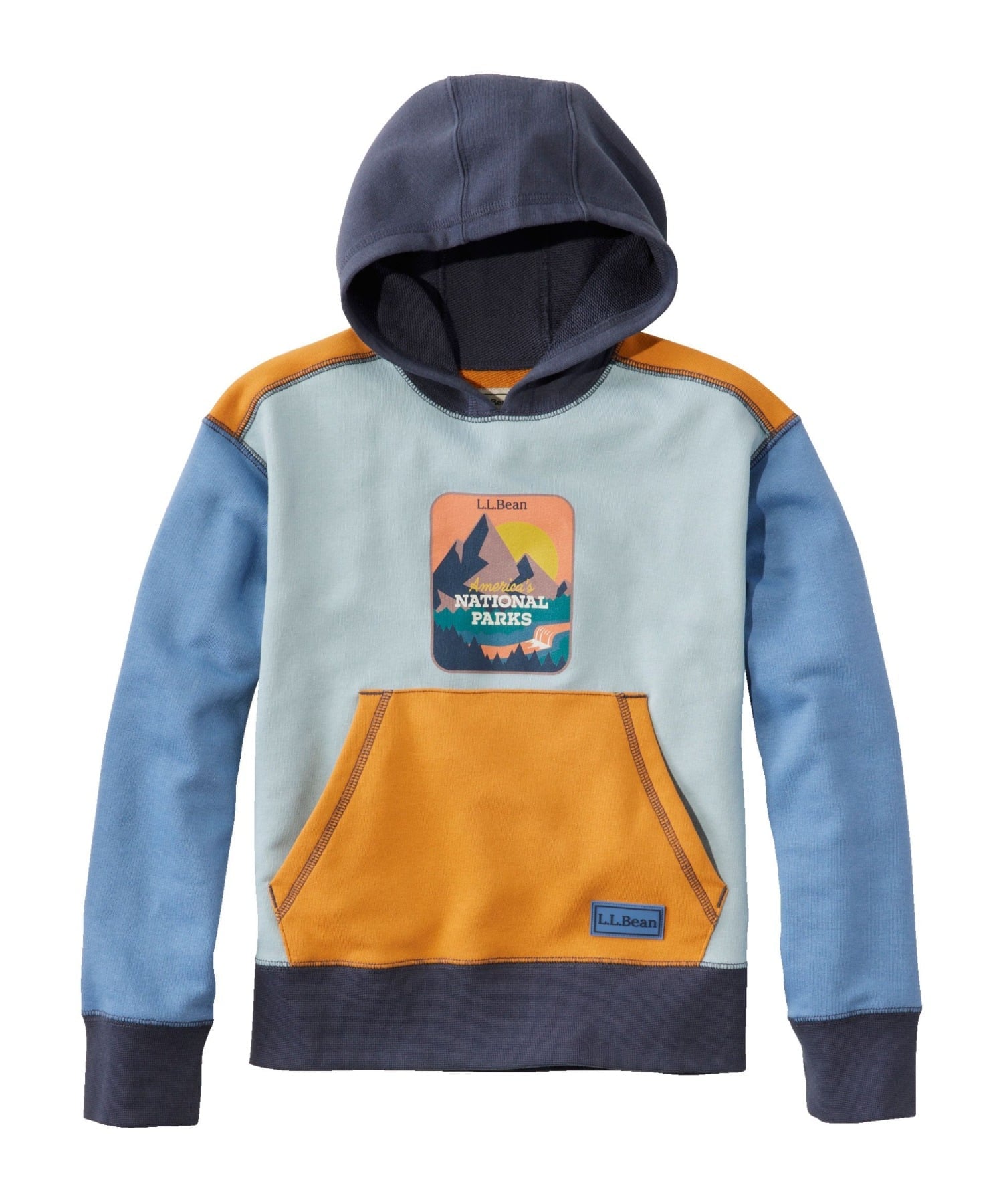 Детская спортивная толстовка с капюшоном, с цветовыми блоками L.L.Bean, StBlNtnPksSt — фото 2