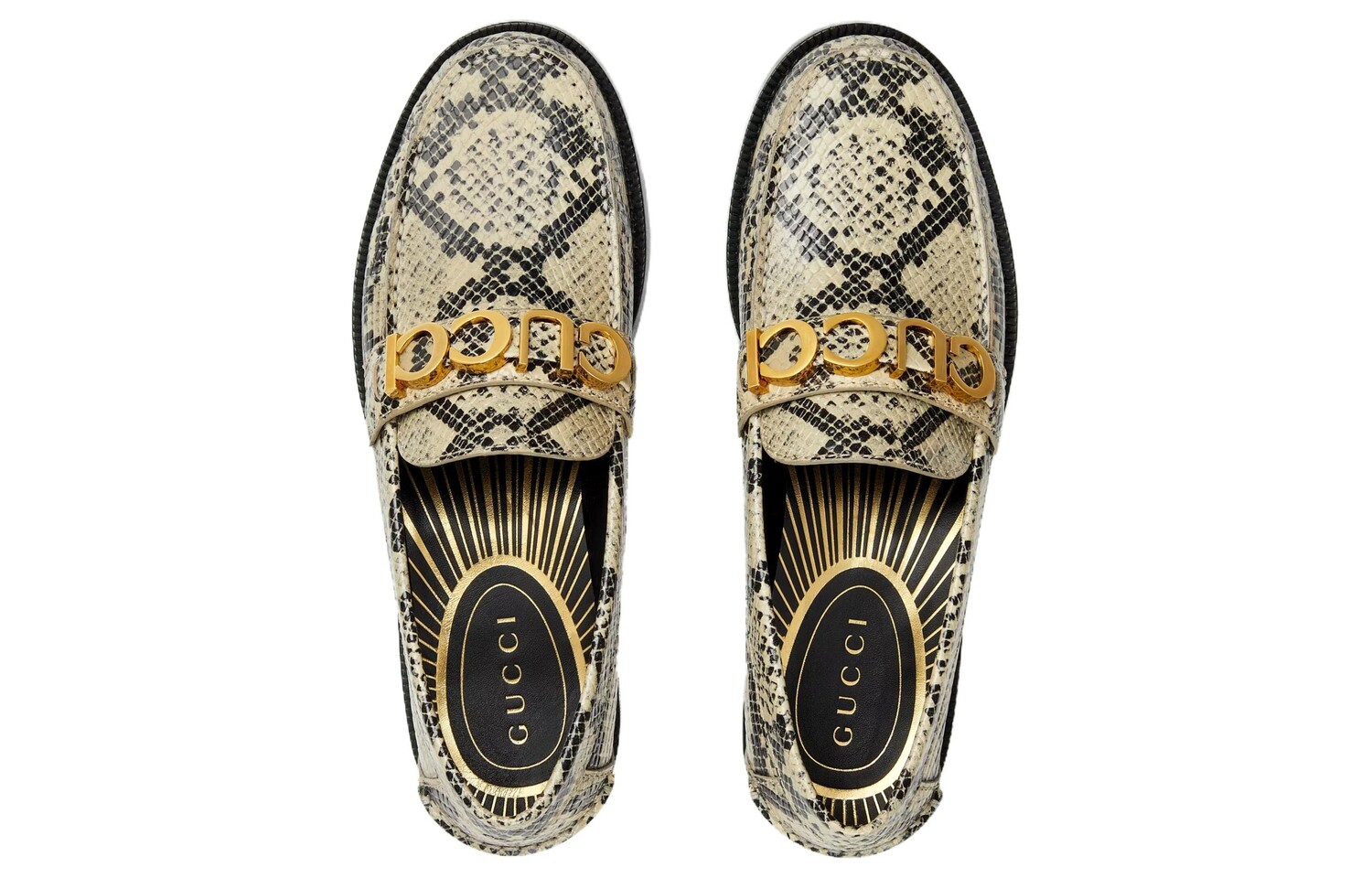 Туфли женские Gucci, бело-серый / черный — фото 3