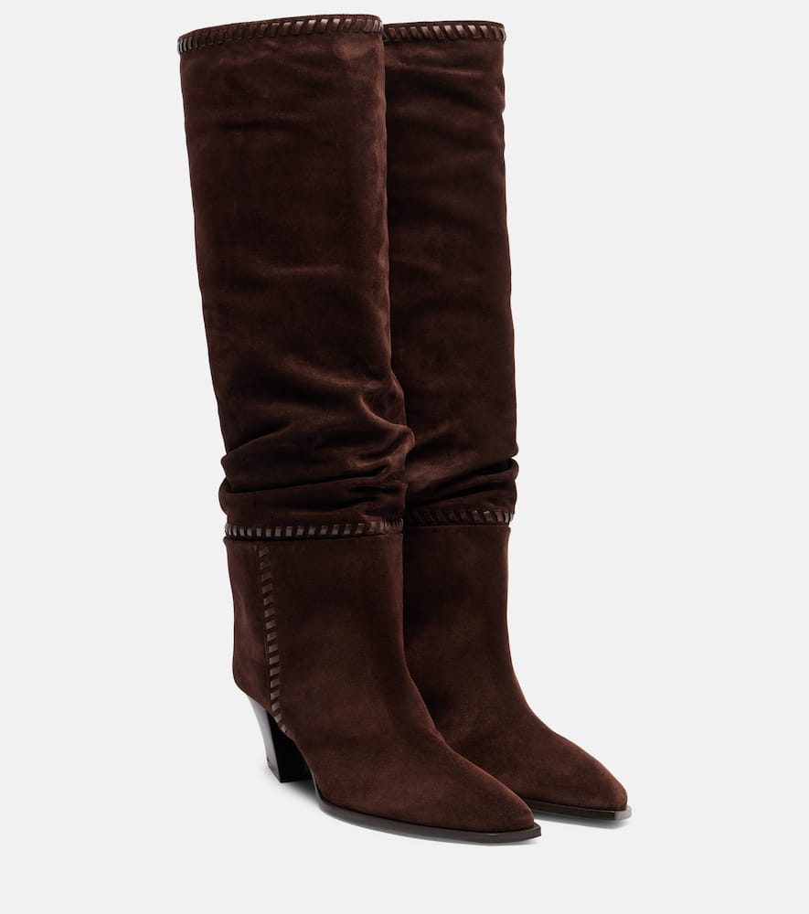 Ботинки Hart Stitch 60 до колена из замши Jimmy Choo, Chocolate