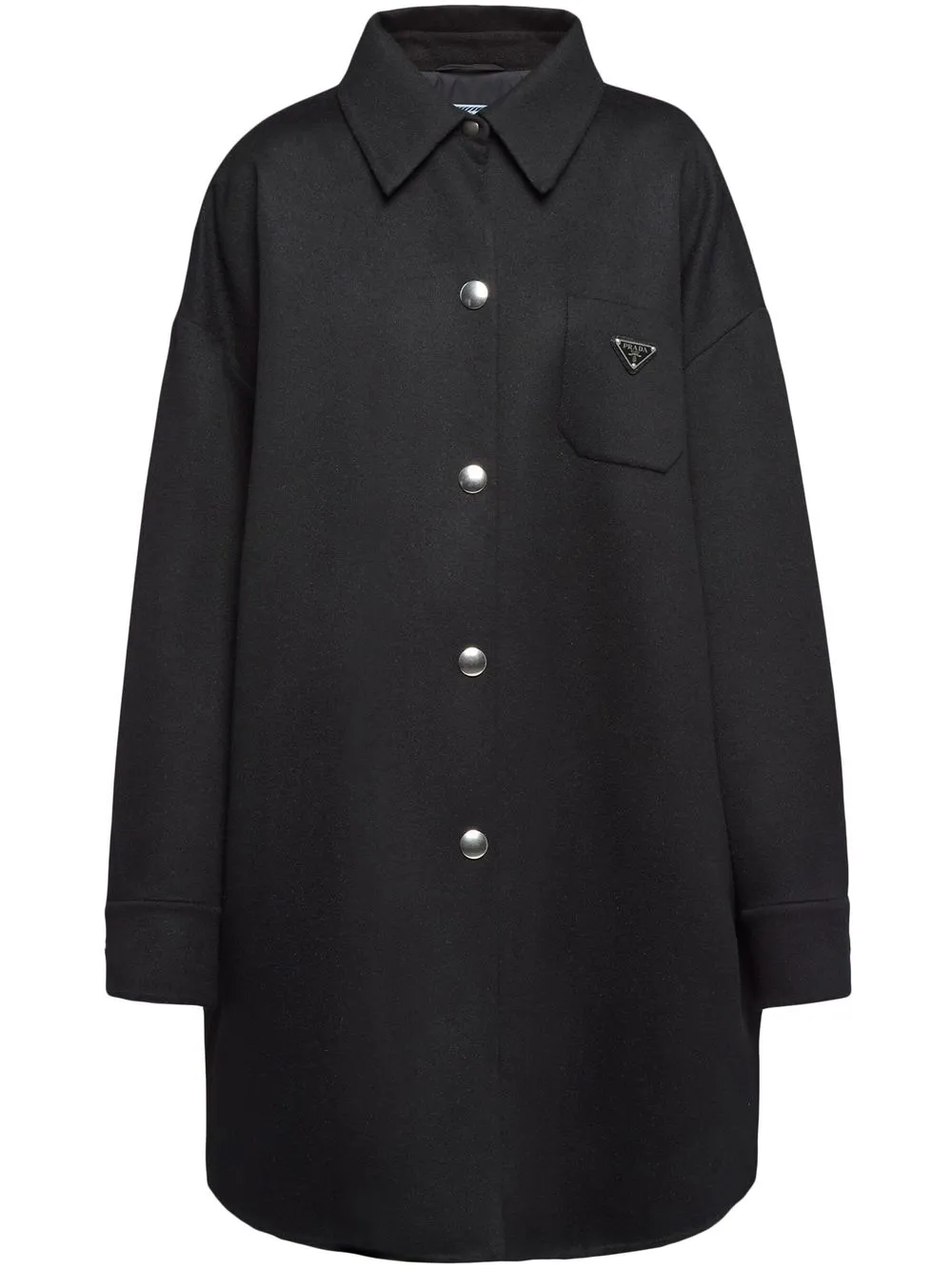 

Шерстяное пальто с логотипом Prada, черный