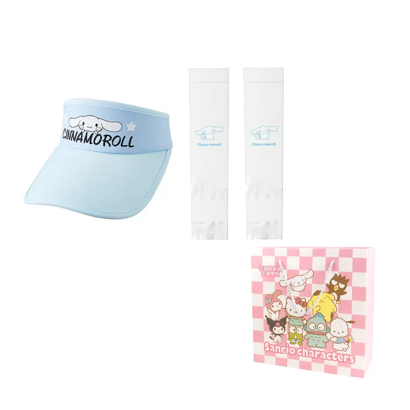 

Sanrio Югей Собака Полиамидная Шляпа от солнца Унисекс, Cinnamoroll Visor Sun Protection Hat+Cooling Arm Sleeves