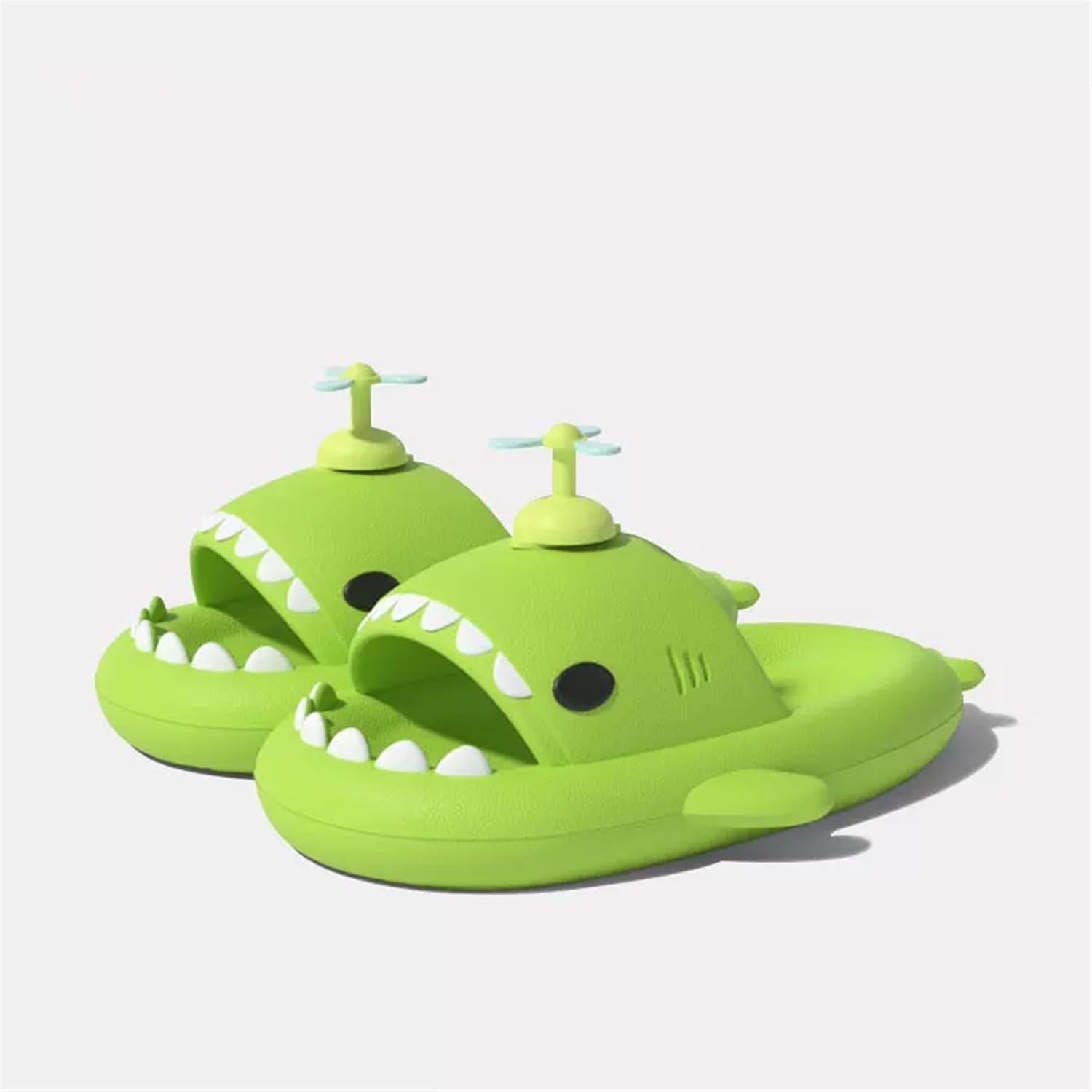 Шлепанцы Shark Cloud, милые мультяшные тапочки с акулами для дома и улицы, для женщин и мужчин, сандалии с открытым носком для душа и для пар Ythspnze, зеленый — фото 2