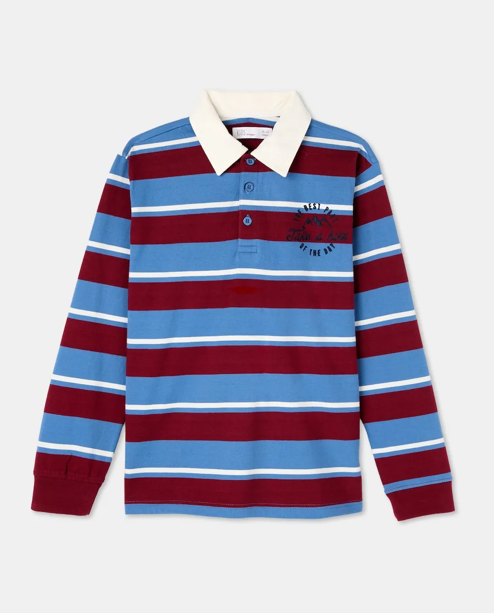 

Рубашка-поло с длинным рукавом в тонкую полоску для мальчика Kids El Corte Inglés, красный