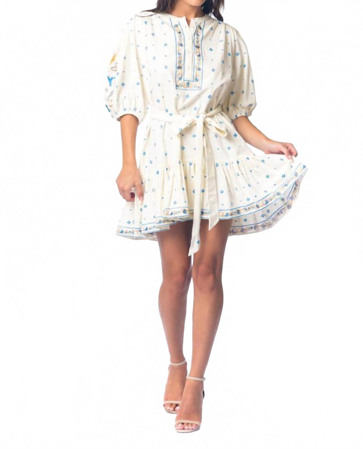 

Юбка-платье мини с рукавами-фонариками Usha в цвете айвори Tolani, слоновая кость