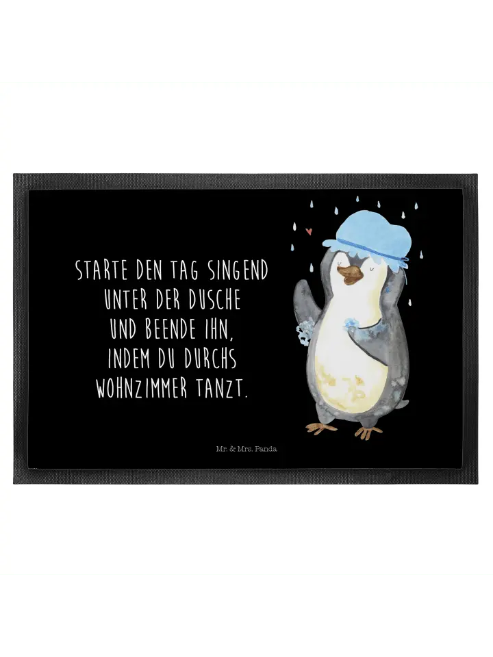 

Коврик Mr & Mrs Panda Pinguin Duschen, черный