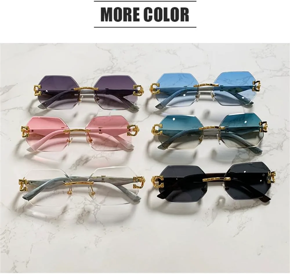 

Солнцезащитные очки без оправы в форме шестиугольника для женщин, в стиле ретро, ​​мужские солнцезащитные очки, очки с защитой от УФ-излучения UV400 generic, Grey