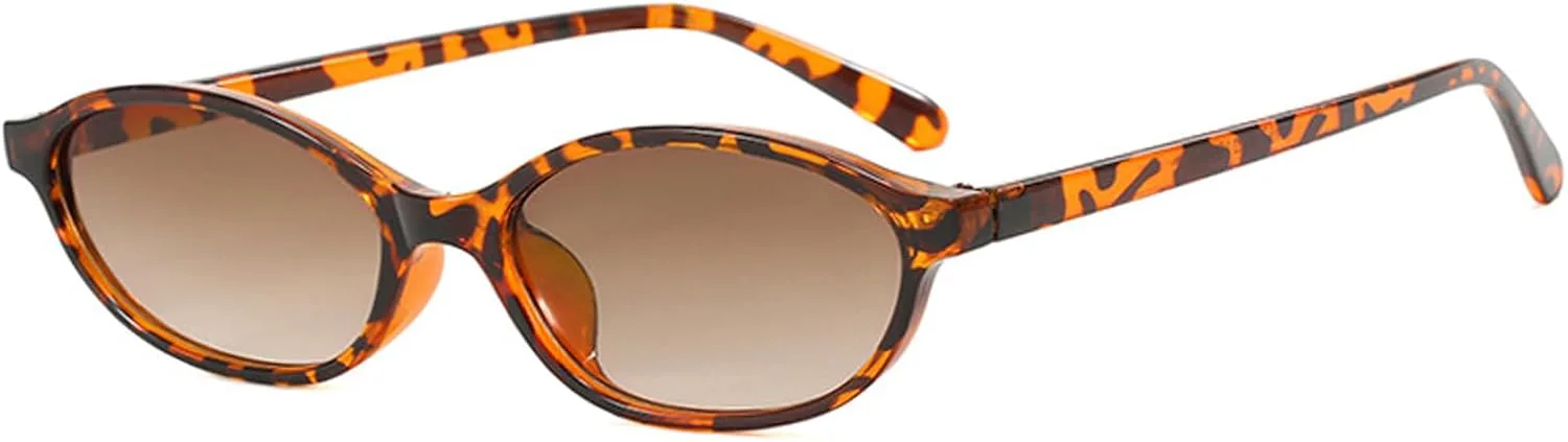 

Ретро-солнцезащитные очки овальной формы для женщин, стильные очки «кошачий глаз» в стиле 90-х, легкие узкие очки, модные солнцезащитные очки REELORATTA, Tortoise