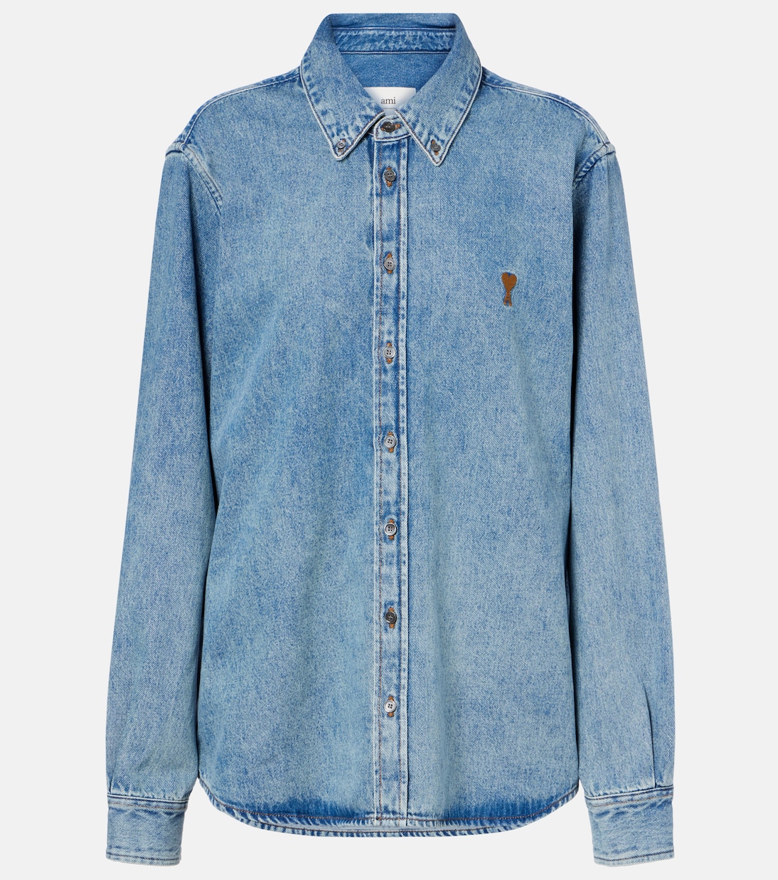 

Вышитая джинсовая рубашка Ami Paris, Bleu Used