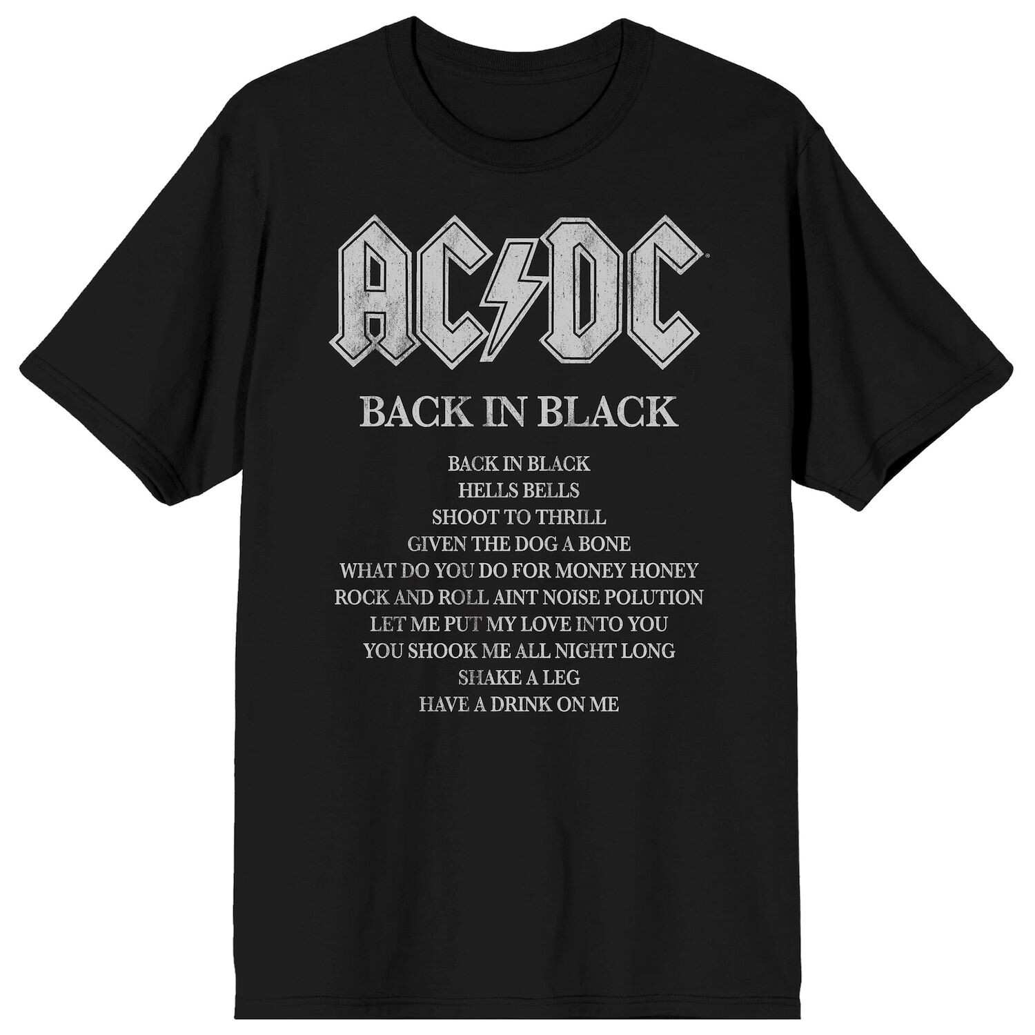 Мужская футболка AC/DC Back In Black Song List Licensed Character — фото 2