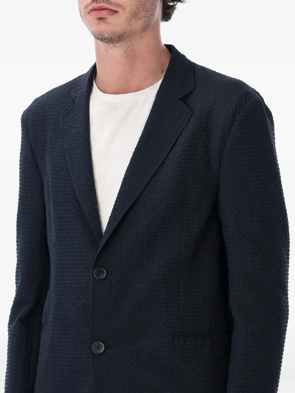 Пиджак из сирсакера Emporio Armani, синий — фото 3