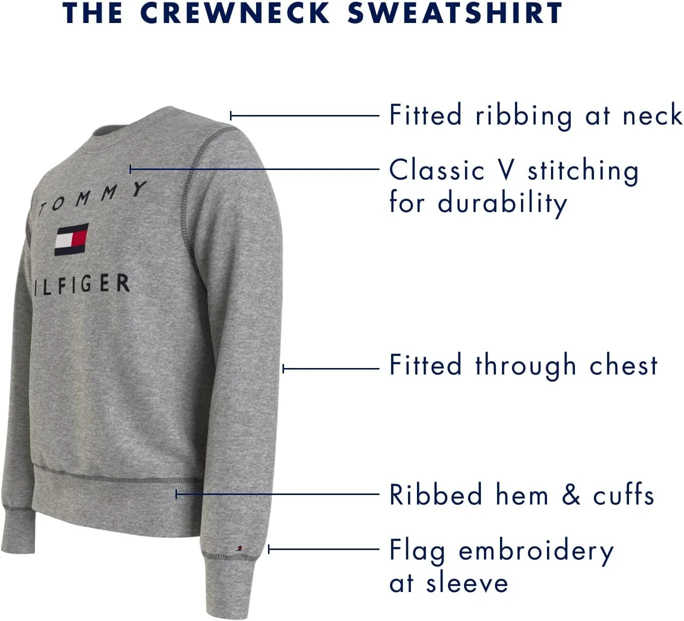 Худи Tommy Hilfiger, флис, цвет Sky Captain — фото 3