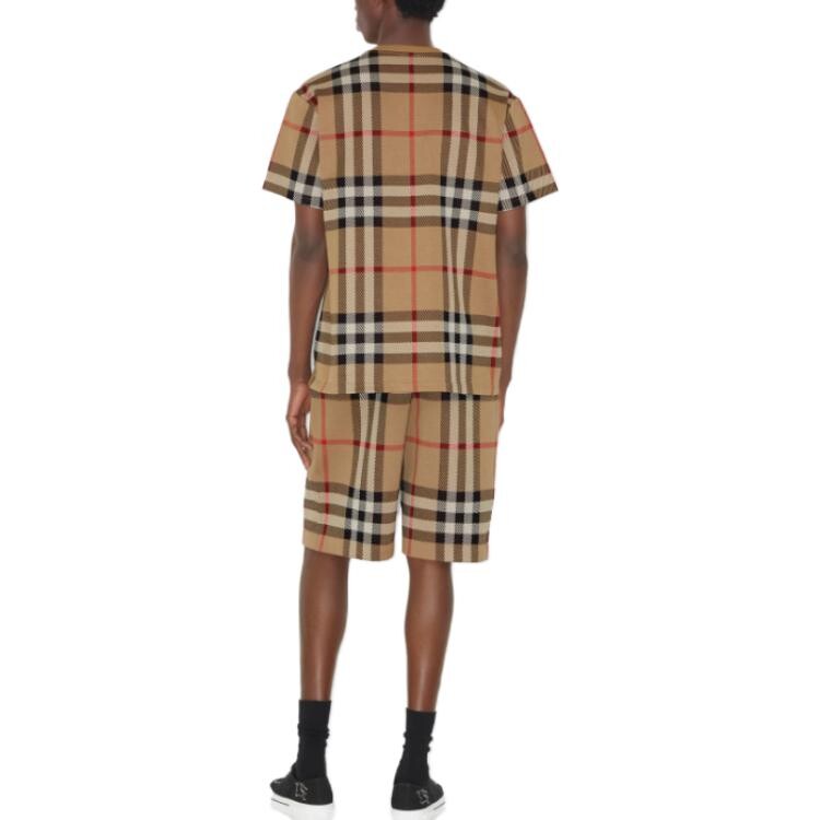 Шорты Burberry из хлопкового жаккарда в клетку, хаки — фото 4