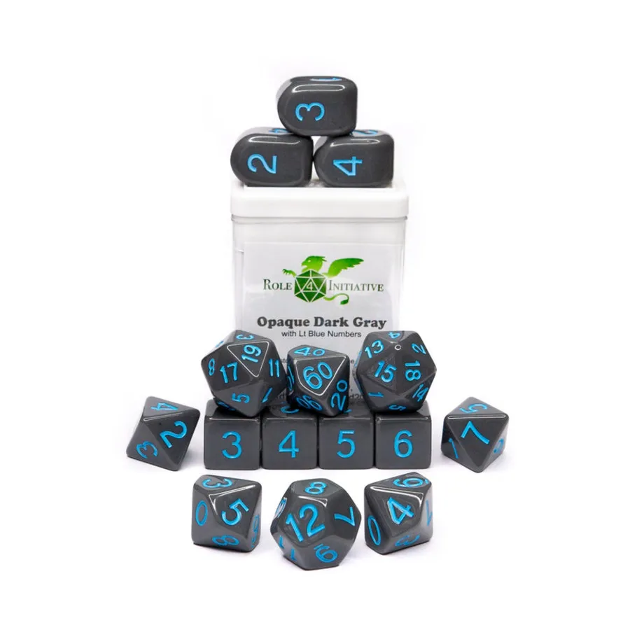 

Набор Poly — непрозрачный темно-серый со светло-голубым и Arch'd4 (15), Game Dice - Opaque (Role 4 Initiative)