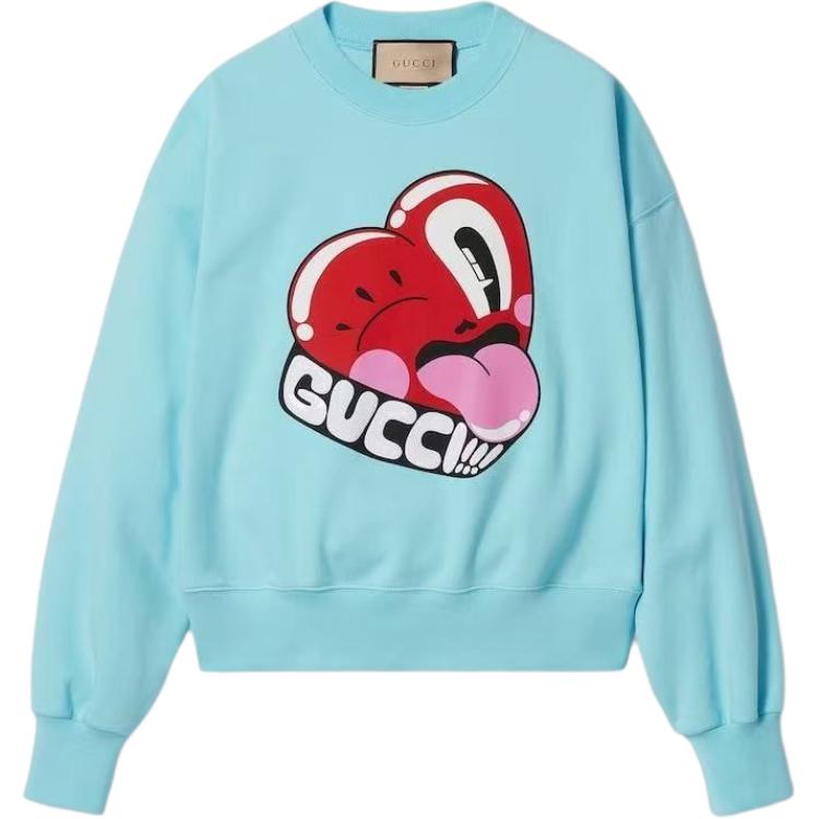 Свитшот GUCCI женский, премиальное качество, светло-голубой — фото 3
