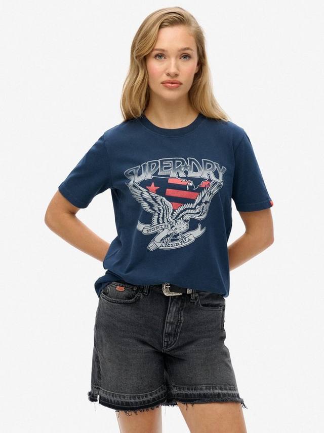 

Украшенная университетская расслабленная футболка Superdry, цвет Lauren Navy