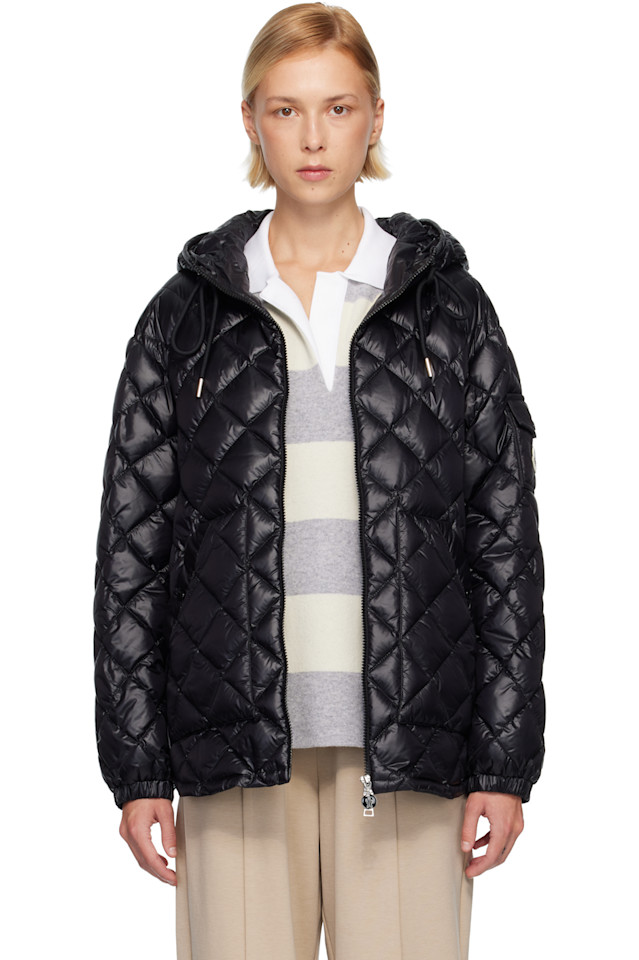 

Пуховая куртка с капюшоном и ромбовидной стежкой Moncler, черный