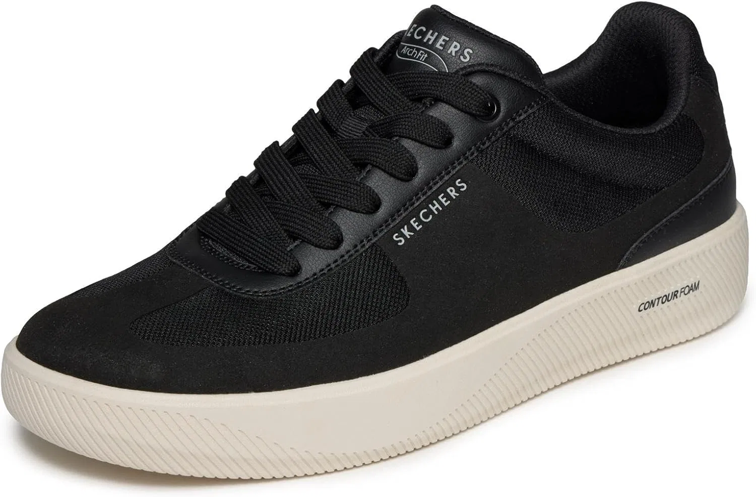 Мужские кроссовки Skechers Arch Fit Court Break Comodo Comfort, Black Microfibre Duraleather Blue Trim