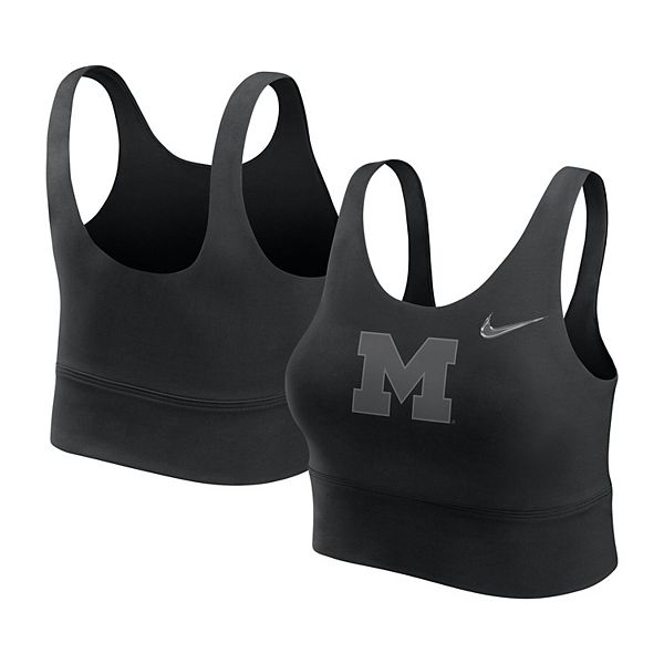 

Женский черный спортивный бра Michigan Wolverines Performance Longline Nike