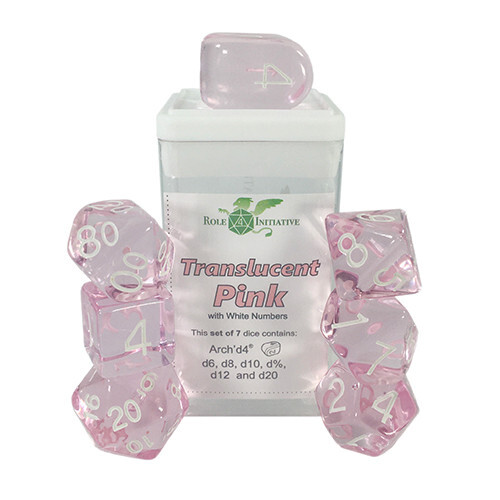 

Аксессуары Role 4 Initiative R4I Dice w/ Arch'd4: Translucent - Pink w/ White (7)