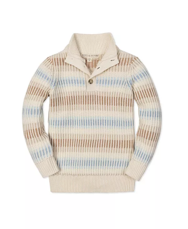 

Детский полосатый свитер с воротником-стойкой из органического хлопка - для малышей и детей постарше. Hope & Henry, коричневый
