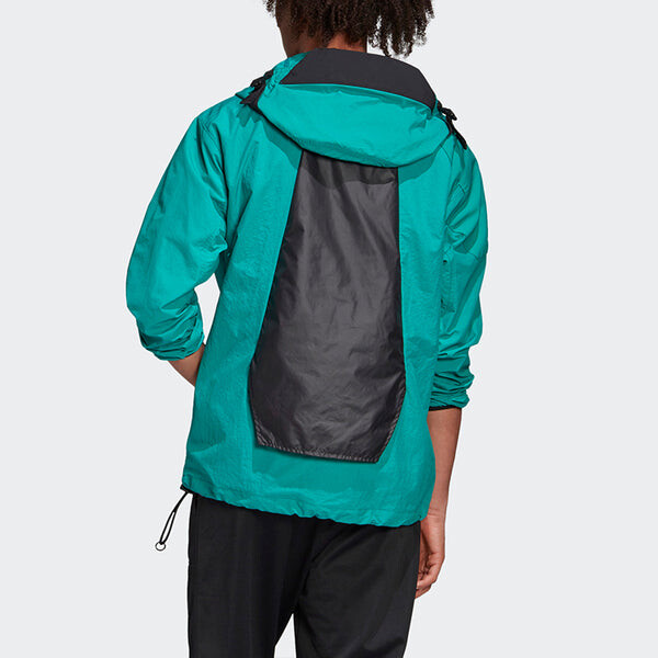 Куртка originals half zipper hooded track jacket green Adidas, зеленый — фото 4