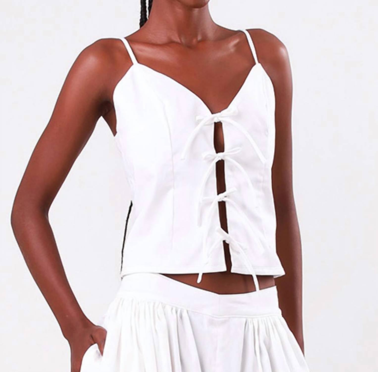 

Топ с бантами и ремешками в цвете Off White Bela Brand