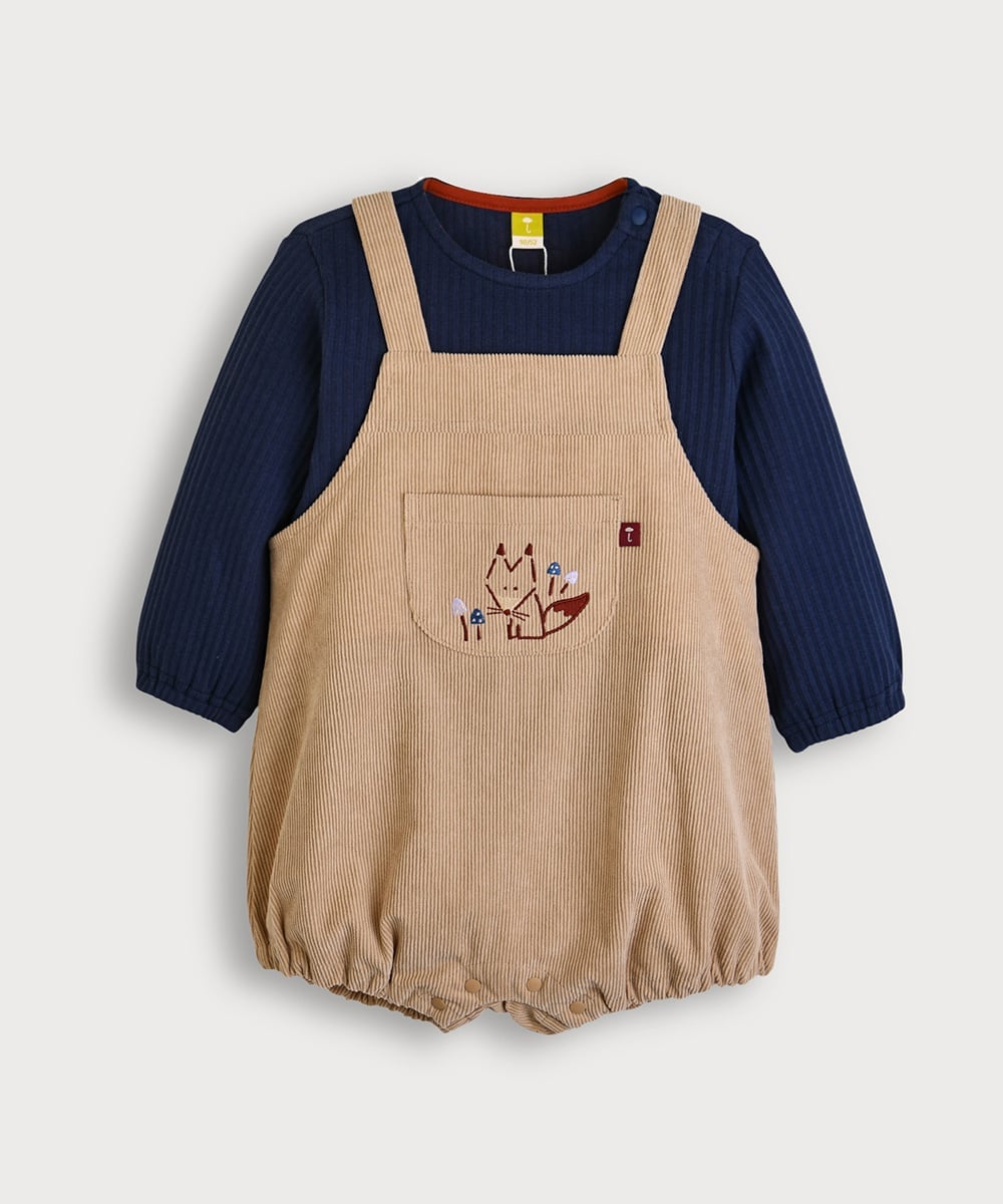 Комбинезон с изображением лисы и топ с длинными рукавами Moimoln, Beige