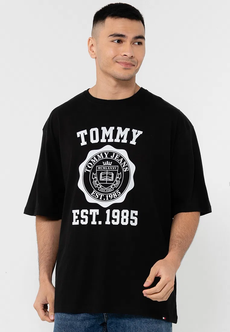 Футболка оверсайз с гербом, Tommy Jeans Tommy Hilfiger, черный