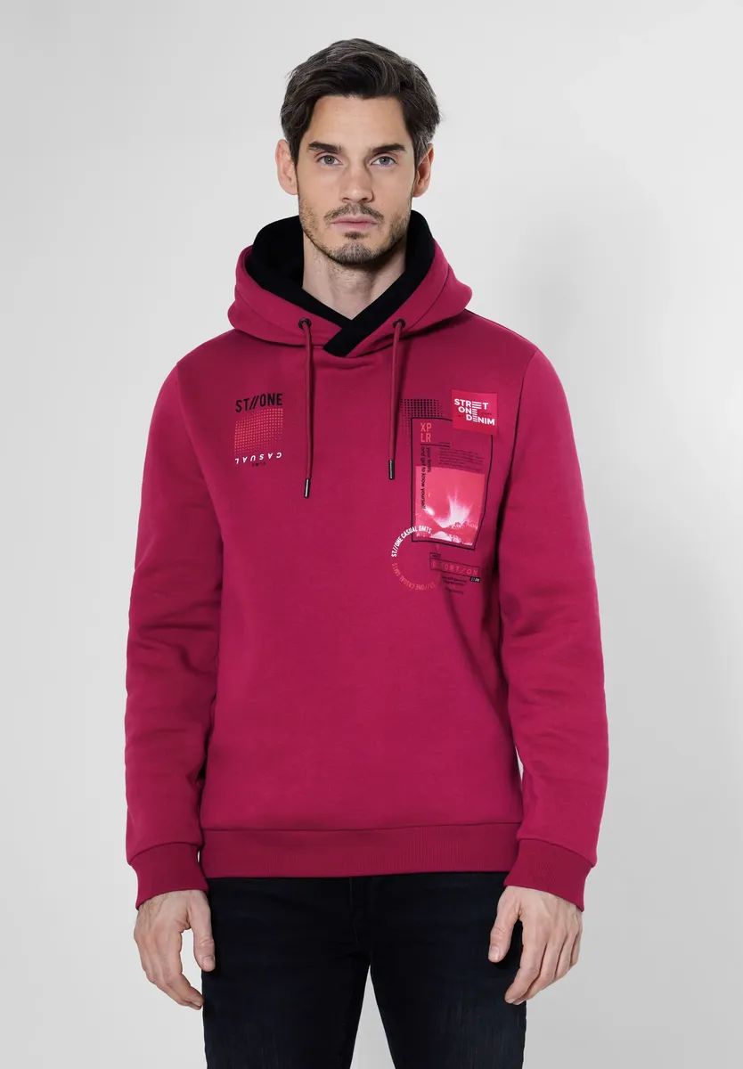 

STREET ONE MEN толстовка с капюшоном, с капюшоном, цвет Sangria Red