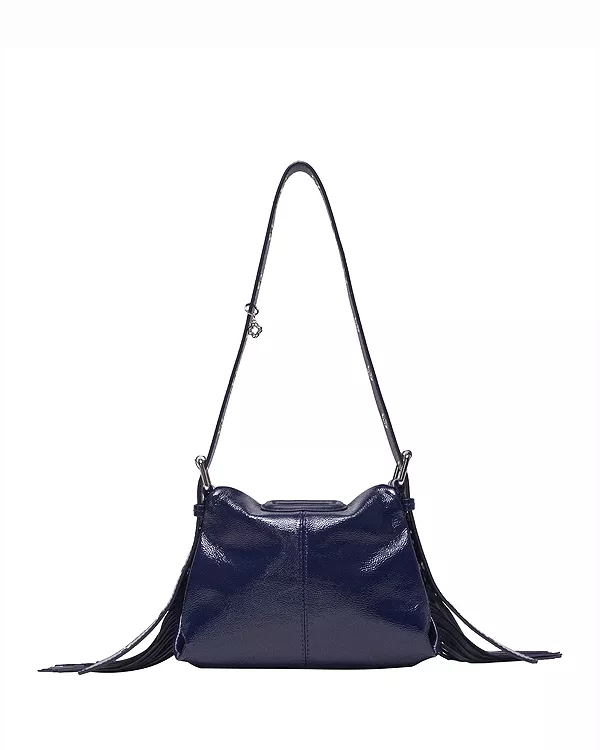 

Миниатюрная кожаная сумка через плечо Miss M с бахромой Maje, синий