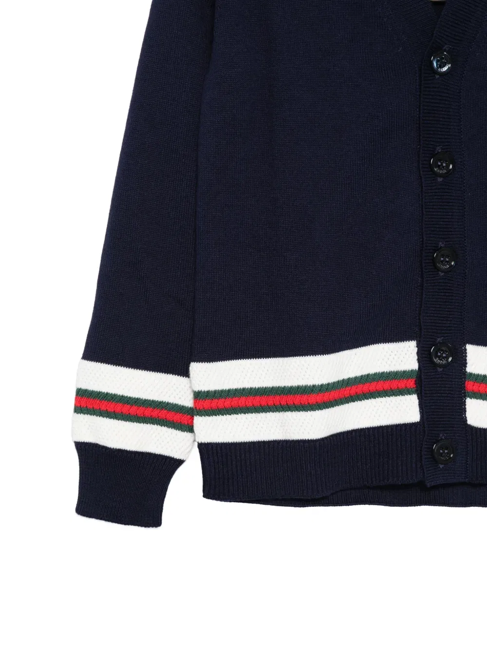 Кардиган в полоску с V-образным вырезом Gucci Kids, синий — фото 3