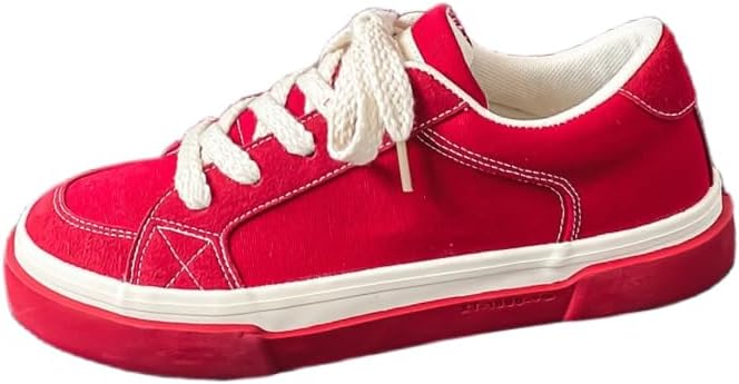 

Мужские кеды на канвасовом ремешке однотонного цвета - удобная повседневная обувь для улицы с регулируемой посадкой Hoalox, красный