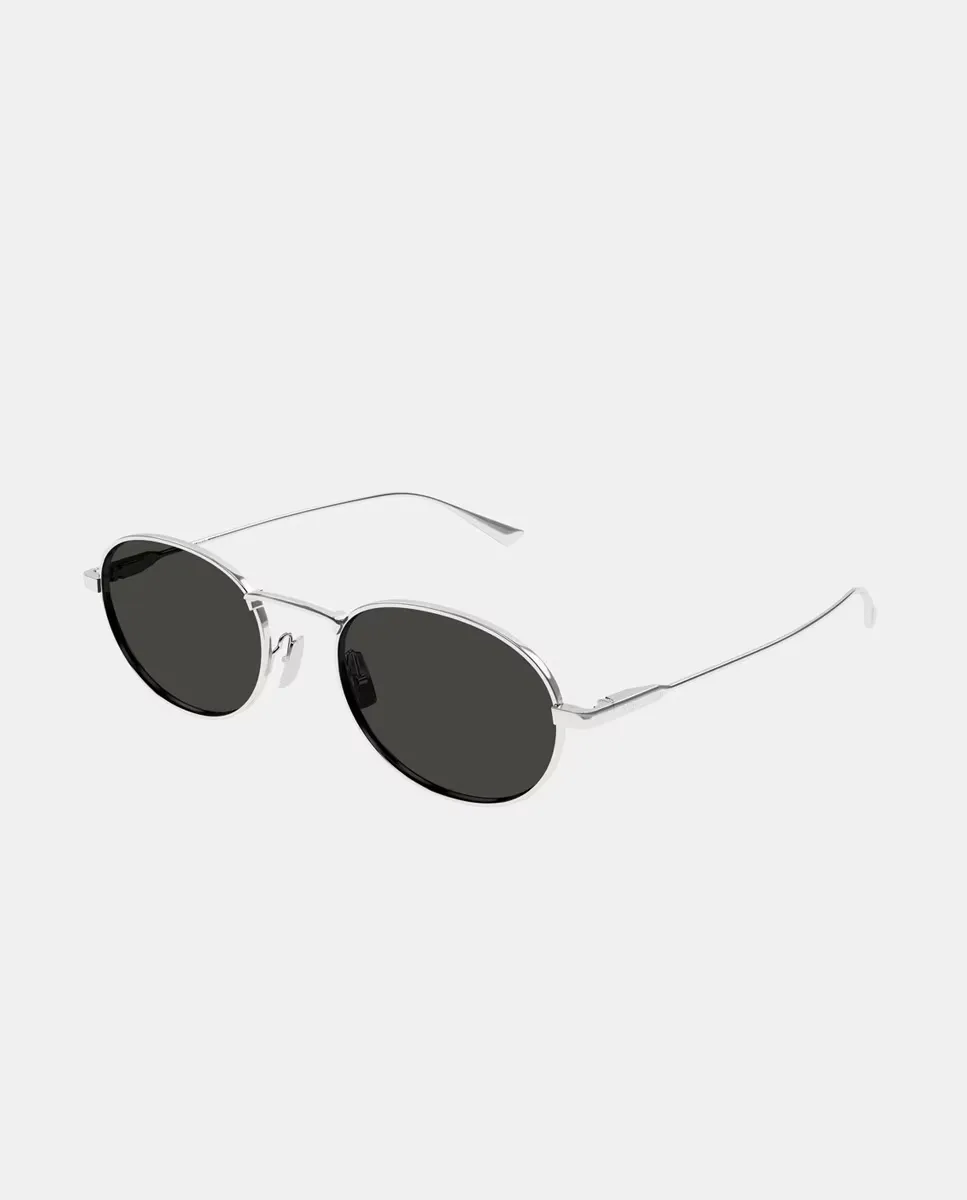 

Мужские овальные солнцезащитные очки металлик Saint Laurent, серебряный