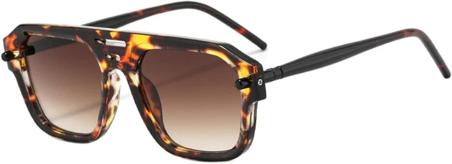 

Ретро солнцезащитные очки для женщин, модные, с прозрачным градиентом, защита от УФ-излучения UV400; для мужчин, в стиле панк с заклепками HHZZYVY, Leopard Tea Gradient