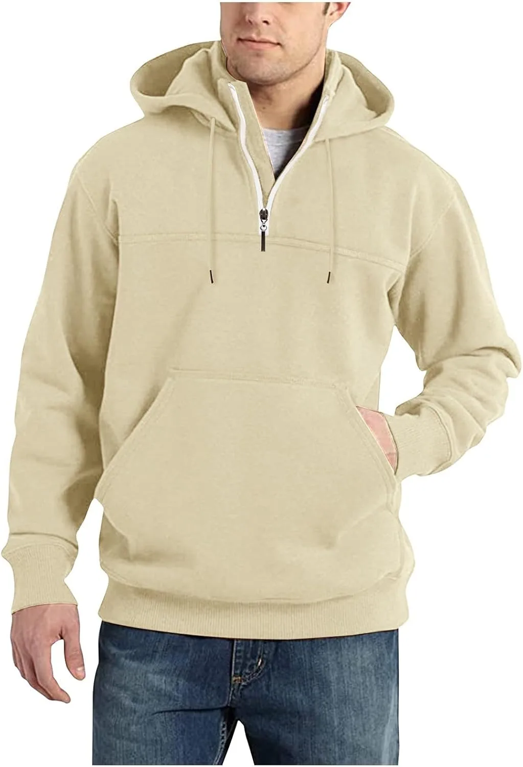 

Полузип худи для мужчин с длинным рукавом и мягким воротником ZGHQHCDRH