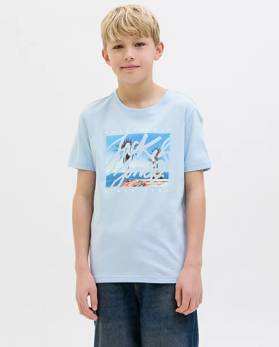 

Футболка для мальчиков с контрастным логотипом спереди Jack & Jones, синий