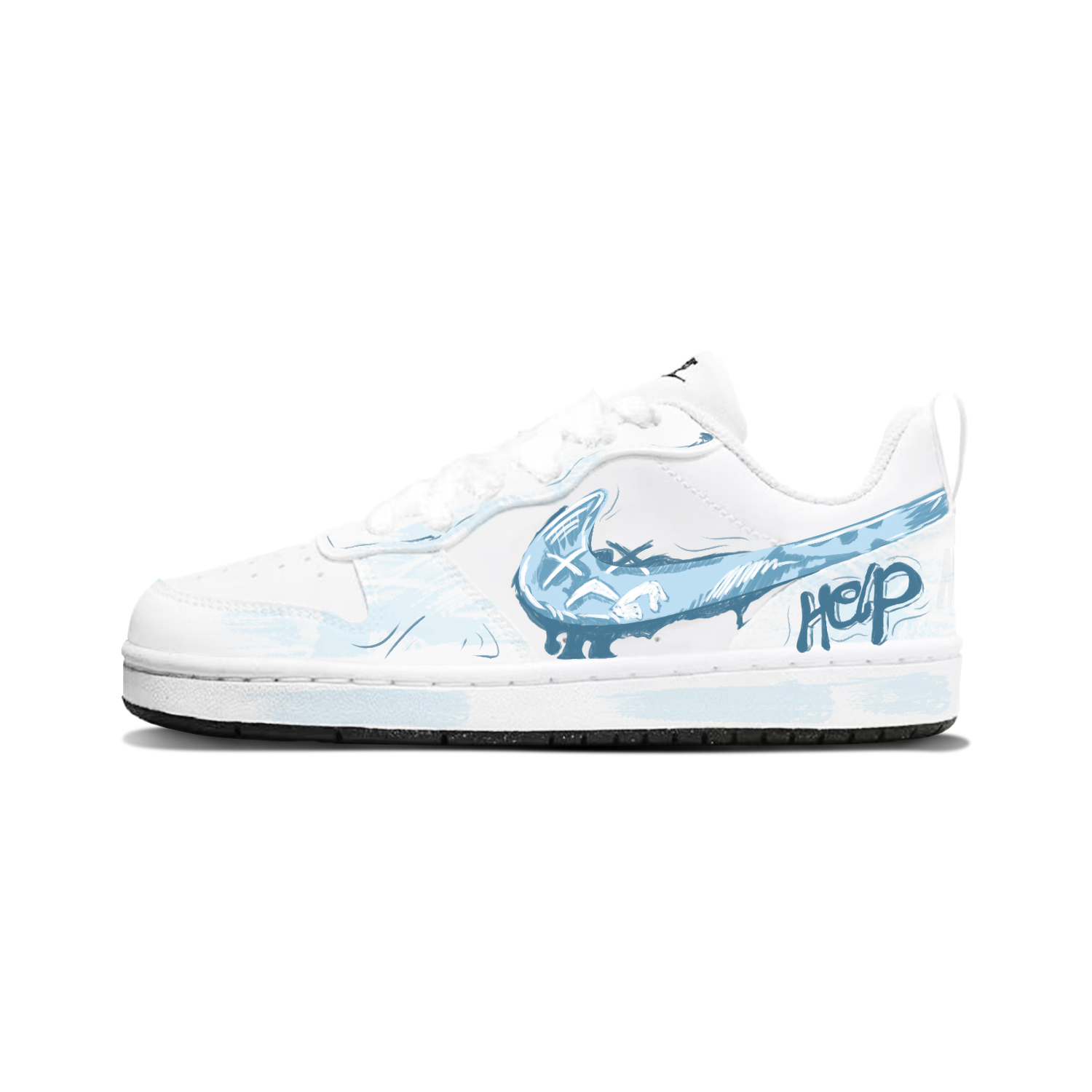 

Nike Кроссовки для скейтбординга Court Borough Blue Redemption Abrasion Resistant Low top Kids' Unisex бело-синие