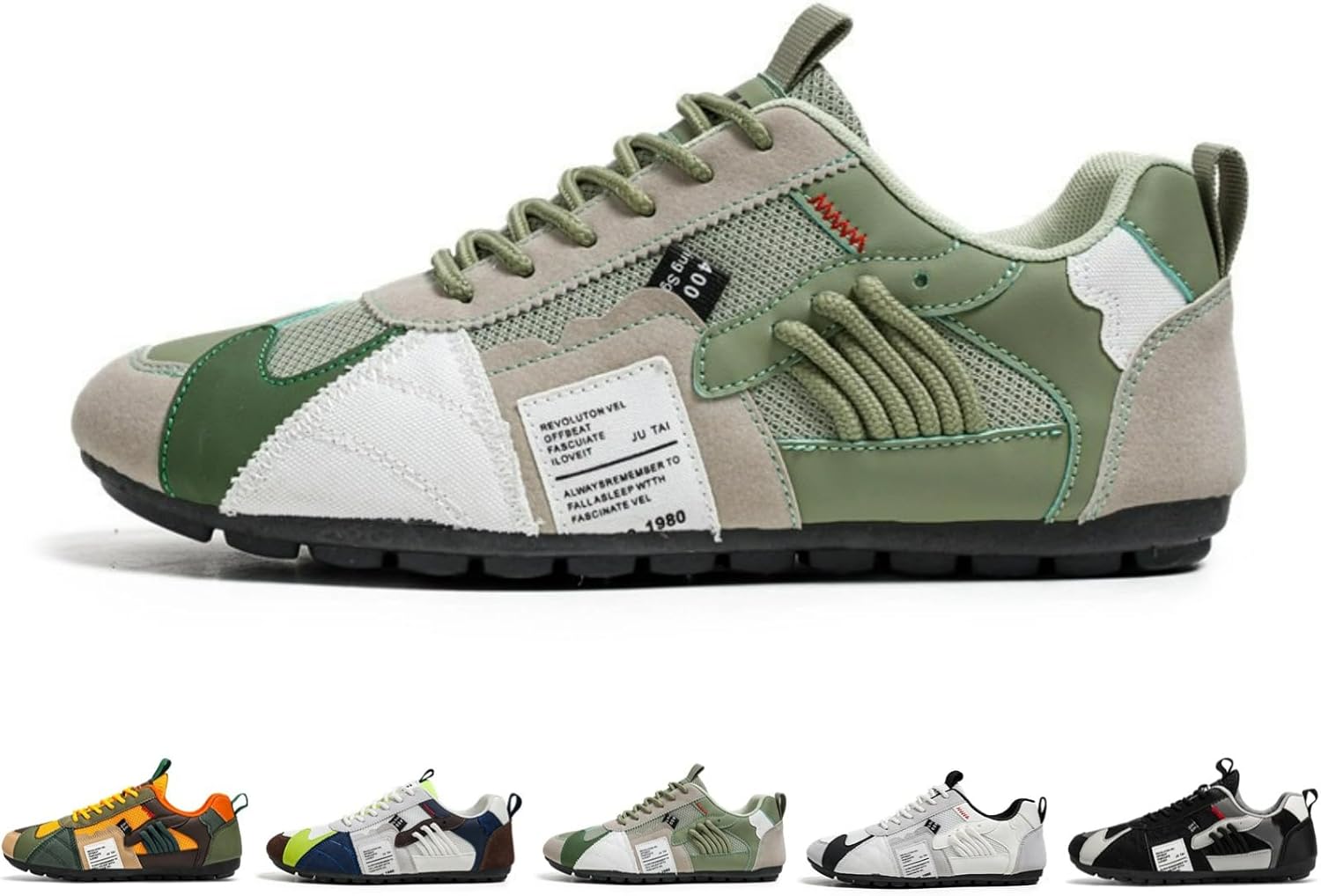 

Мужские ретро-кроссовки, дышащие, легкие, модные спортивные теннисные туфли, удобные повседневные прогулочные ботинки Macefil, зеленый/серый