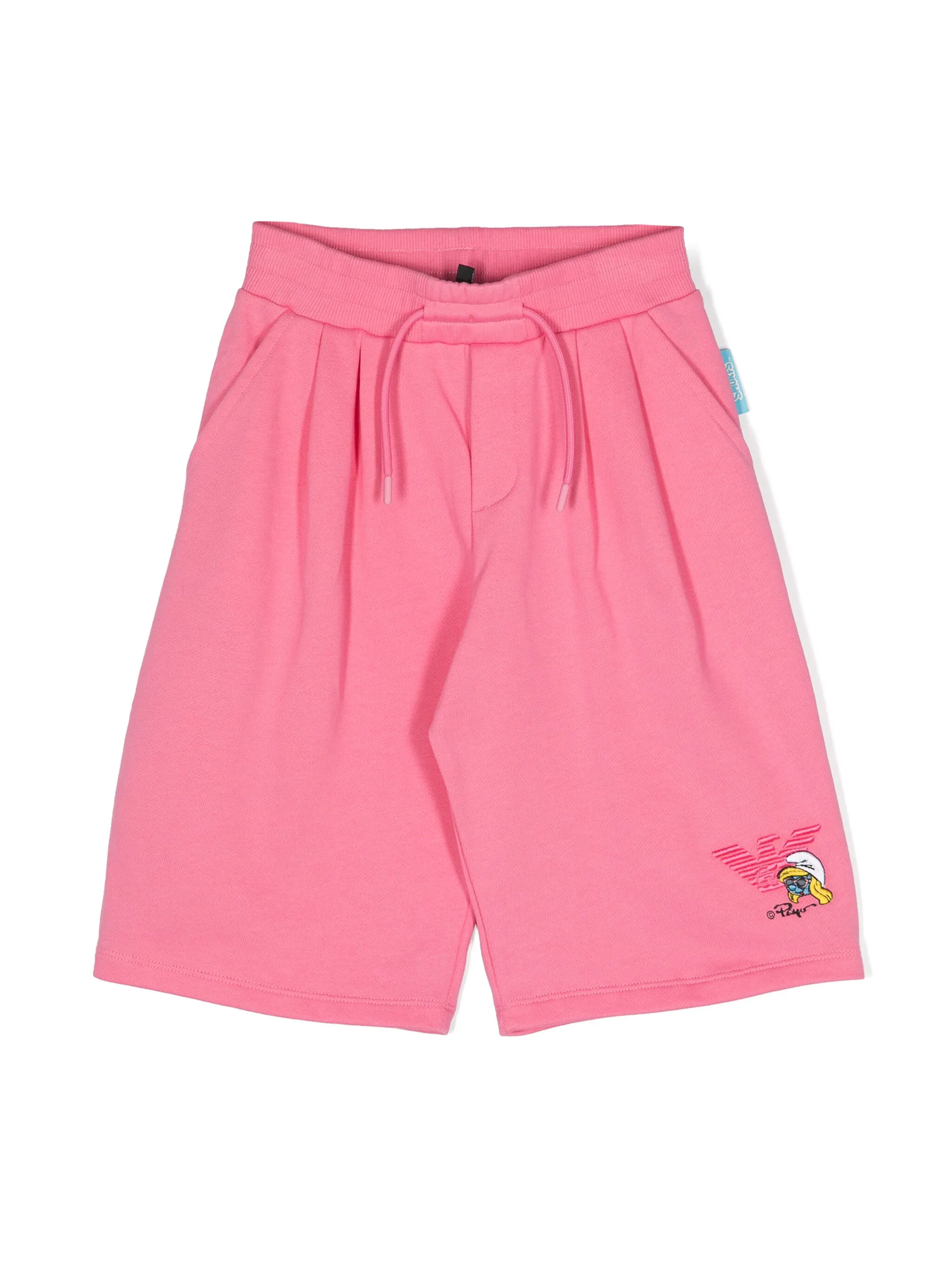Шорты с логотипом из коллаборации с The Smurfs Emporio Armani Kids, розовый — фото 2