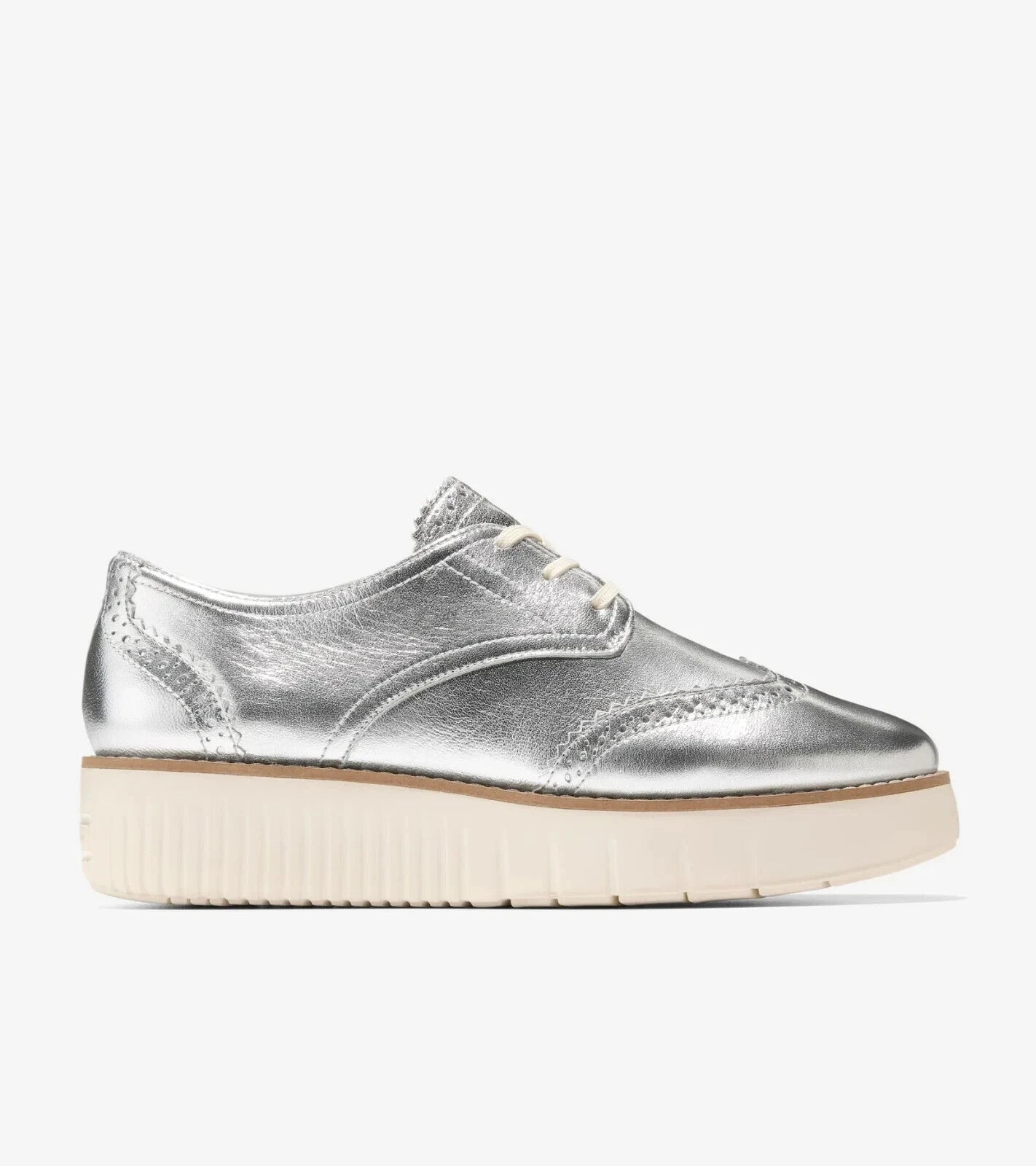 Детские серебристые кожаные туфли Cole Haan Grand City Oxford с крылышками на платформе ZOGG413 Columbia — фото 2