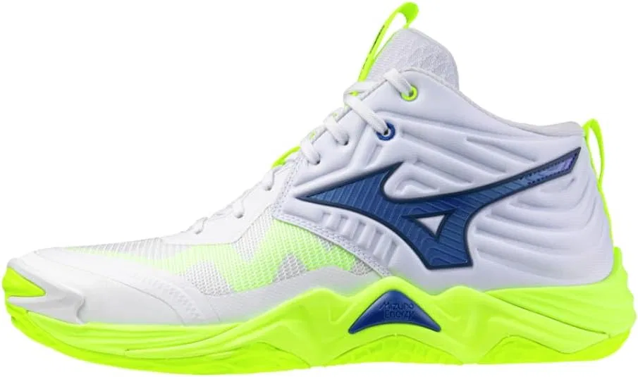 Волейбольные кроссовки Mizuno Wave Momentum Elite Mid, унисекс, белые, синие, желтые, флуоресцентные