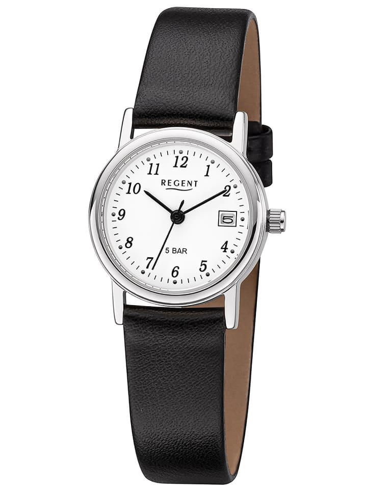 

Regent Женские часы, маленькие, с четкими цифрами, бело-черно-серебристые