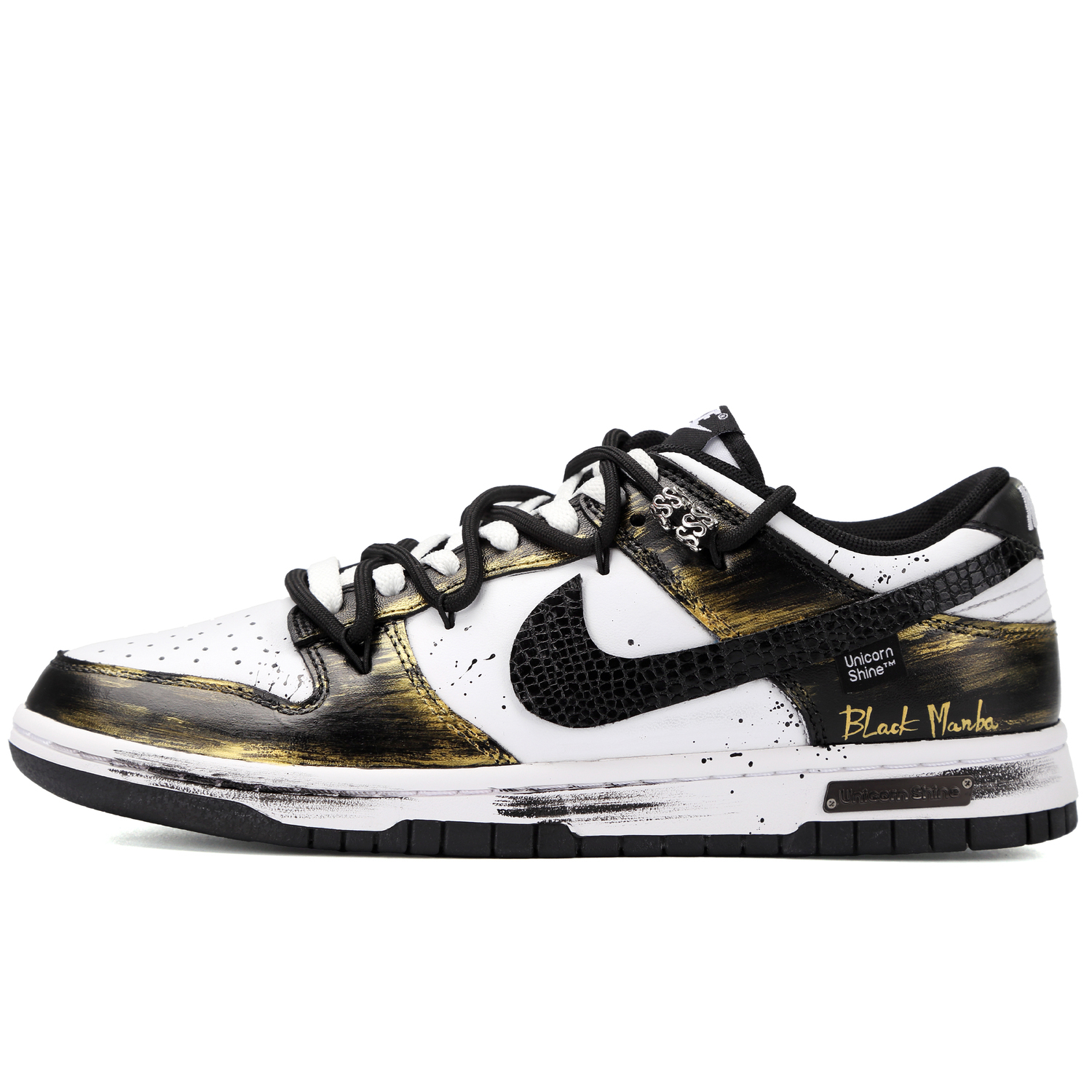 

Дунки Obsidian Mamba устойчивые к истиранию лоу-топ скейтборд кроссовки унисекс black gold Nike, черный золотой