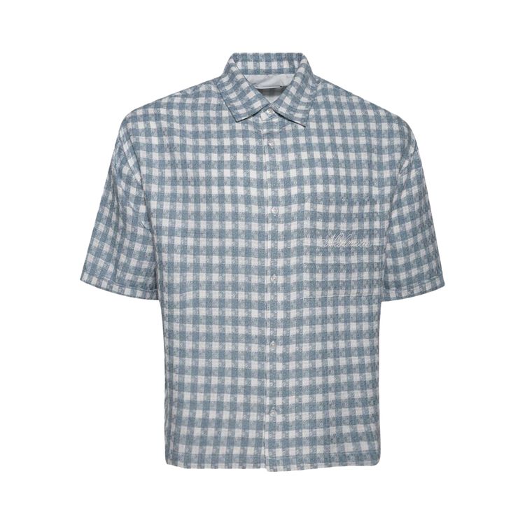 

Футболка Nahmias Plaid Cropped Short-Sleeve Shirt 'Steel Blue', синий