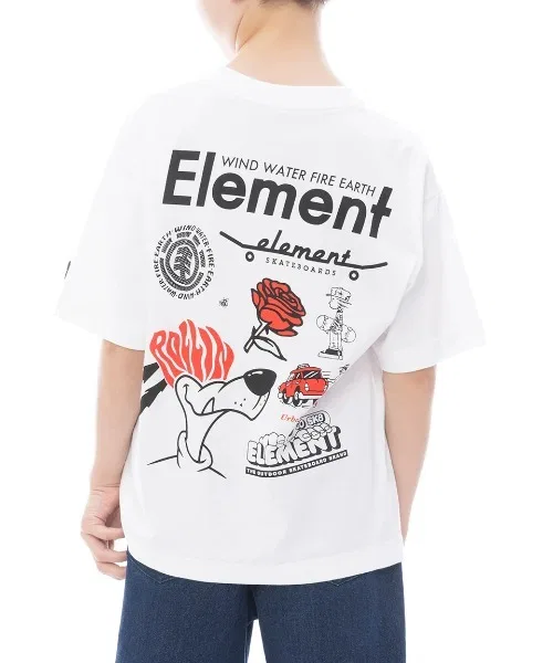 Детская футболка ELEMENT AGE OF SS с принтом, логотипом и надписью белого цвета